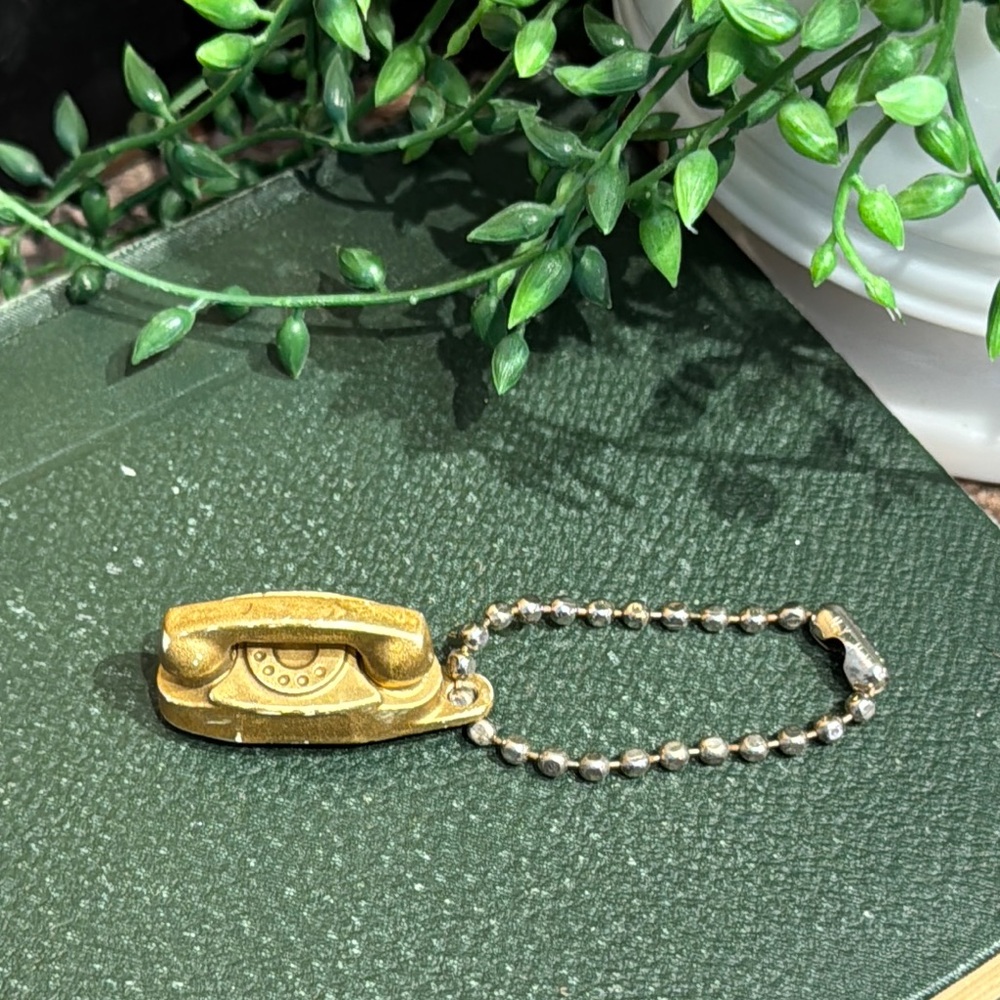Vintage Gold Telephone Keychain